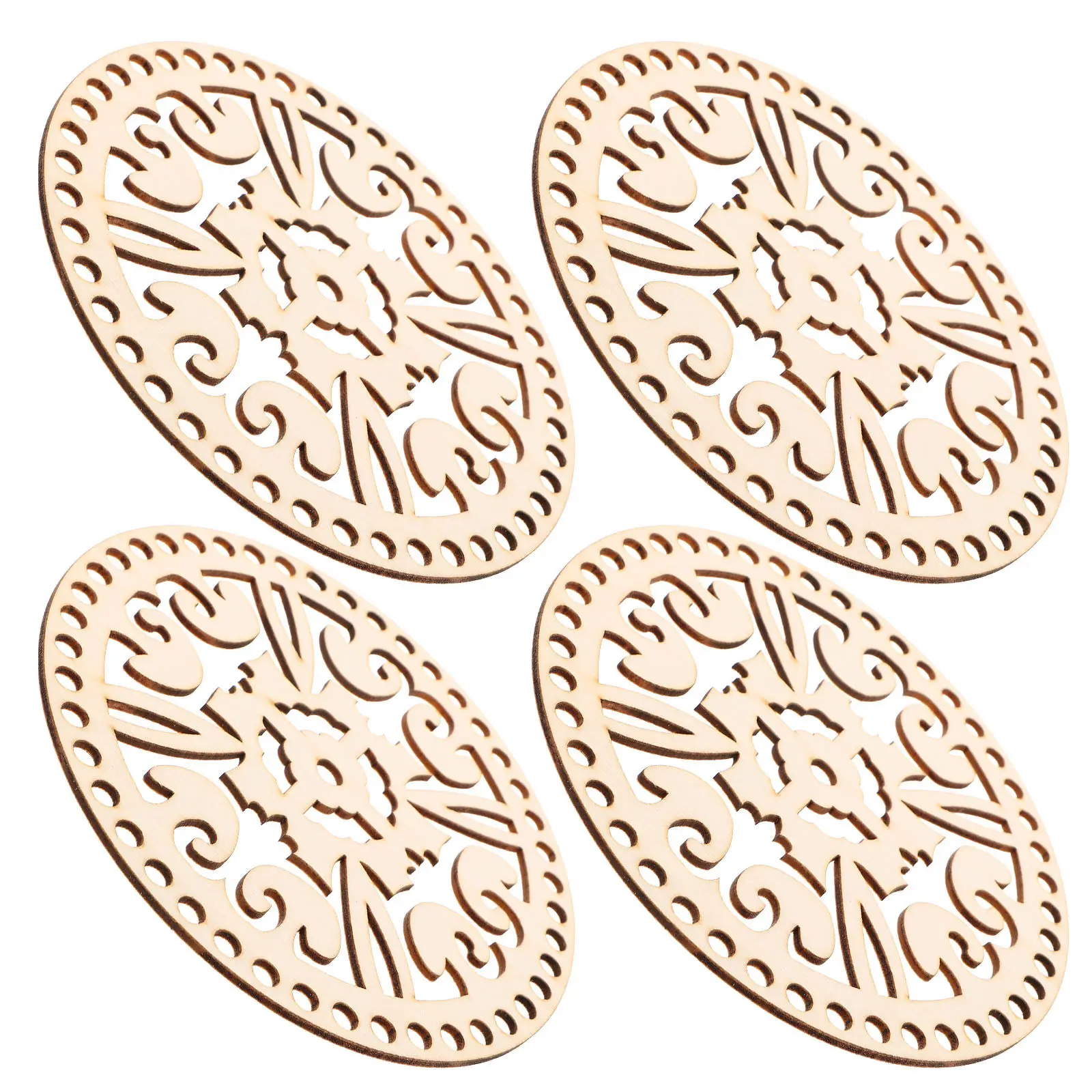 

4Pcs Crochet Basket Base Unfinished Wooden Round Bottom for Weaving Bag Bases Knitting Crafts DIY Supplies Crochet Basket Base