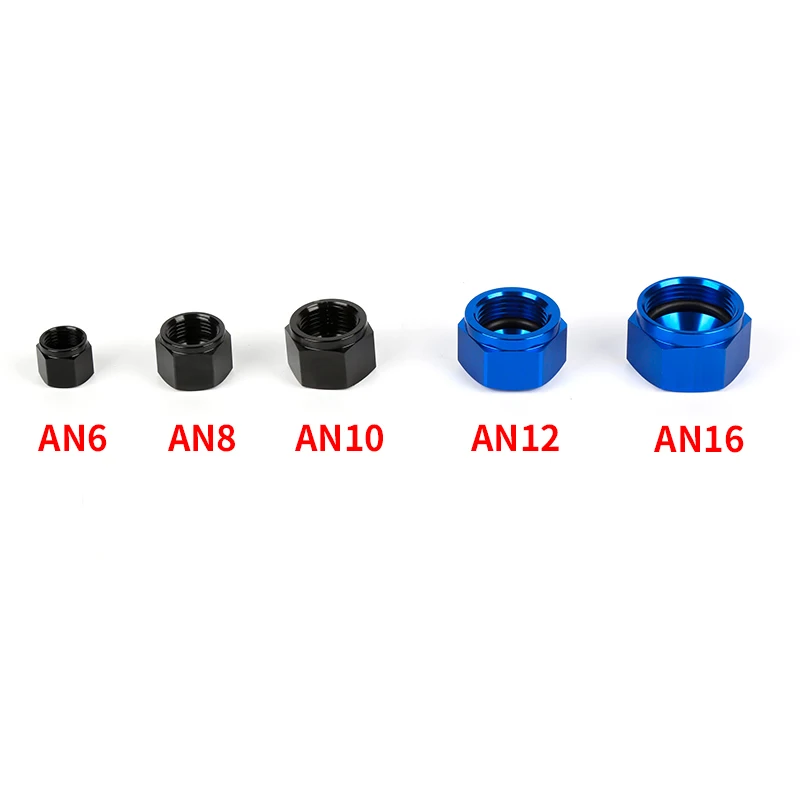 High-Quality AN6 AN8 AN10 Hexagonal Adapter Female Flare End Plug Cap Tube Nut 6-AN 8-AN 10-AN 12-AN 16-AN Fitting Aluminum