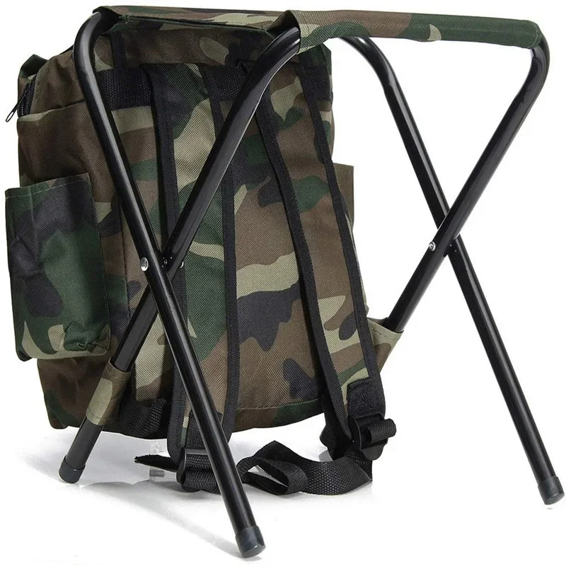 Outdoor Portable Multi-functional Folding Chair Mountaineering Portable Thermal Insulation Ice Bag Stool Camping Backpack Stool