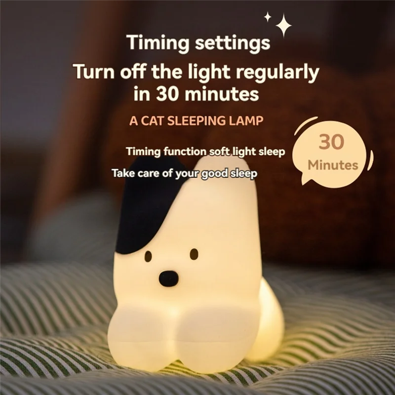 ABPQ-Feitian Kitten Night Light Usb Rechargeable Bedroom Bedside Atmosphere Light Girl Birthday Gift Night Light