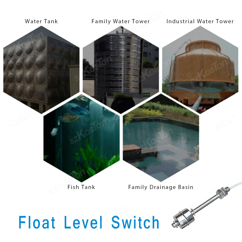 Automatic Internal Float Sensor Switch Stainless Vertical Liquid Water Level Tank Level Sensor Pump Controller 45-200mm Line