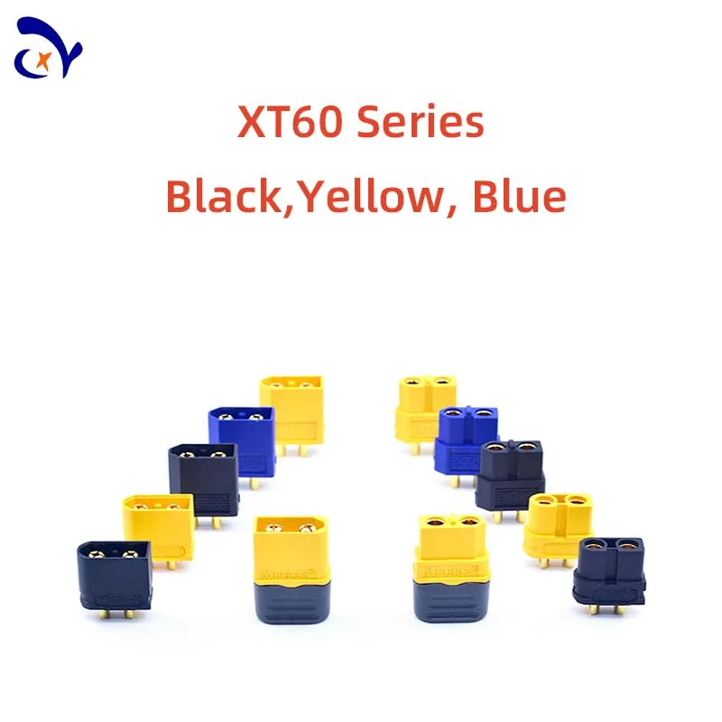 5PCS/3Pair Amass XT60 Series/XT60U/XT60H Black, Blue High Current Power Battery Aviation Gold Plated Plugs