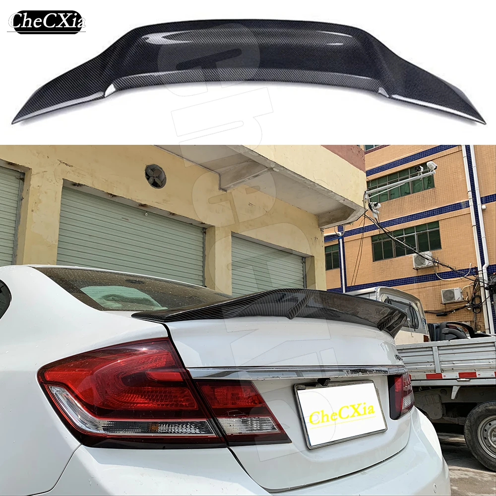 

Suitable For 2014-2015 Honda 9.5th Generation Civic With True Carbon Fiber Rear Spoiler Trunk lid R-Style Spoiler And Rear Wing