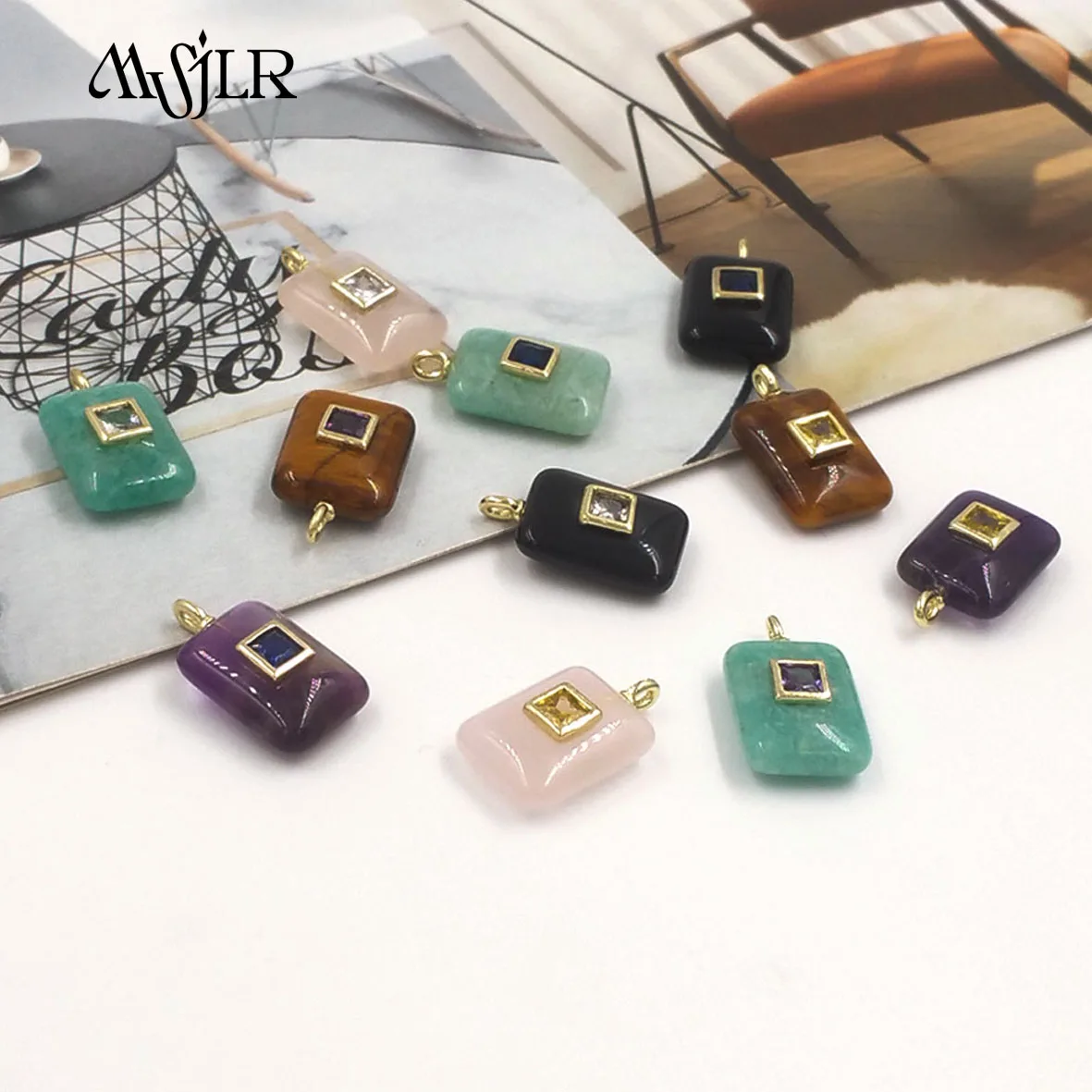 

SP040 Gemstone Cubic Zircon Square Shape Fashion Popular 16*12MM Pendant With 18k Gold Plated For Women Dressing ACC