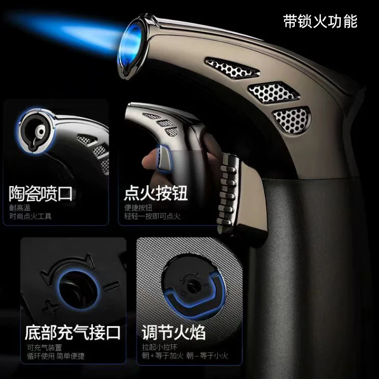 JOBON/Zhongbang Inflatable Windproof Lighter Direct Charge High Temperature Spray Gun Metal Spray Gun Cigar