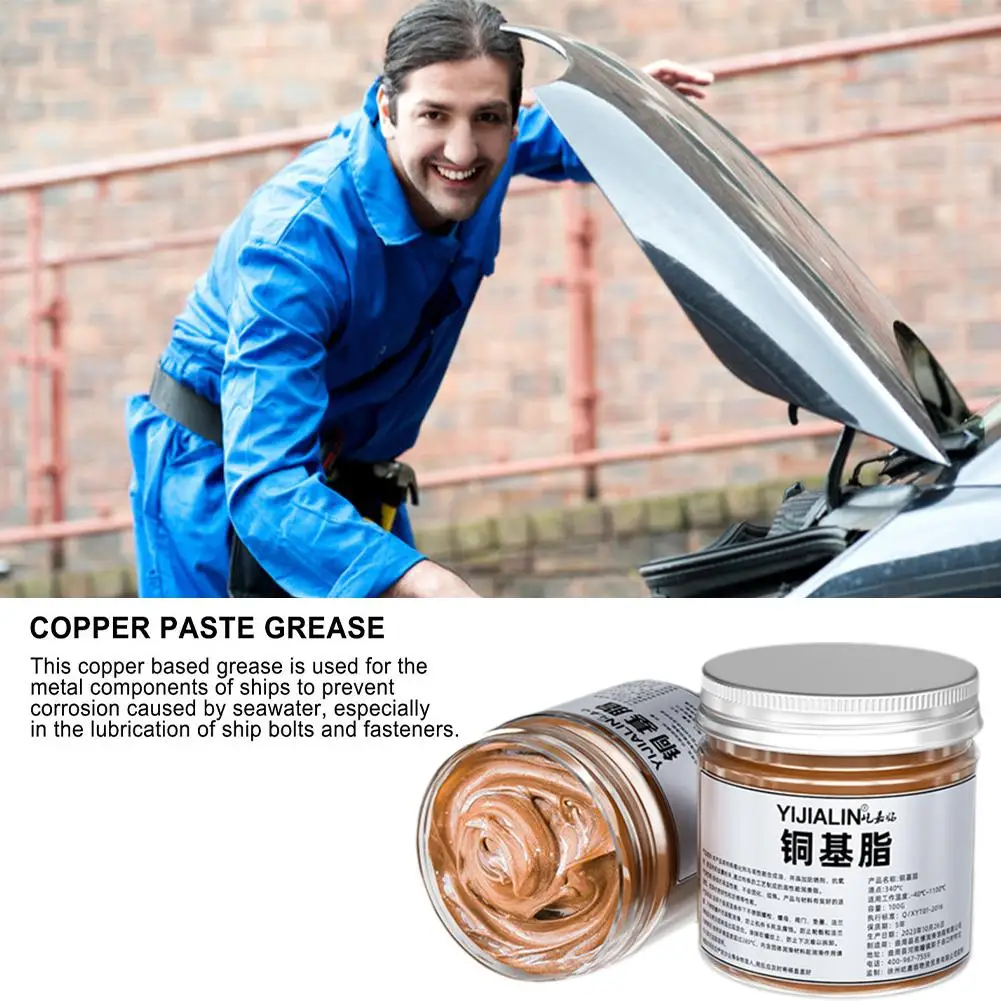 Electrical Contact Grease 100g Copper Thread Anti Seize Brake Grease Car Automotive Lubricant Versatile Maintenance Lubrica N1R6