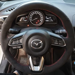 Custom Car Steering Wheel Braid Cover Suede Fit For Mazda CX-3 CX3 CX-5 CX5 2017 2018 Auto Interior Accessories Steering Wrap