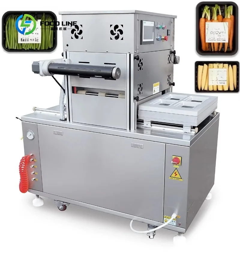 Custom made Vertical  Vacuum Food Tray Sealer Fresh Meat Tray Modified Atmosphere Packing Machine with Pouch Packaging