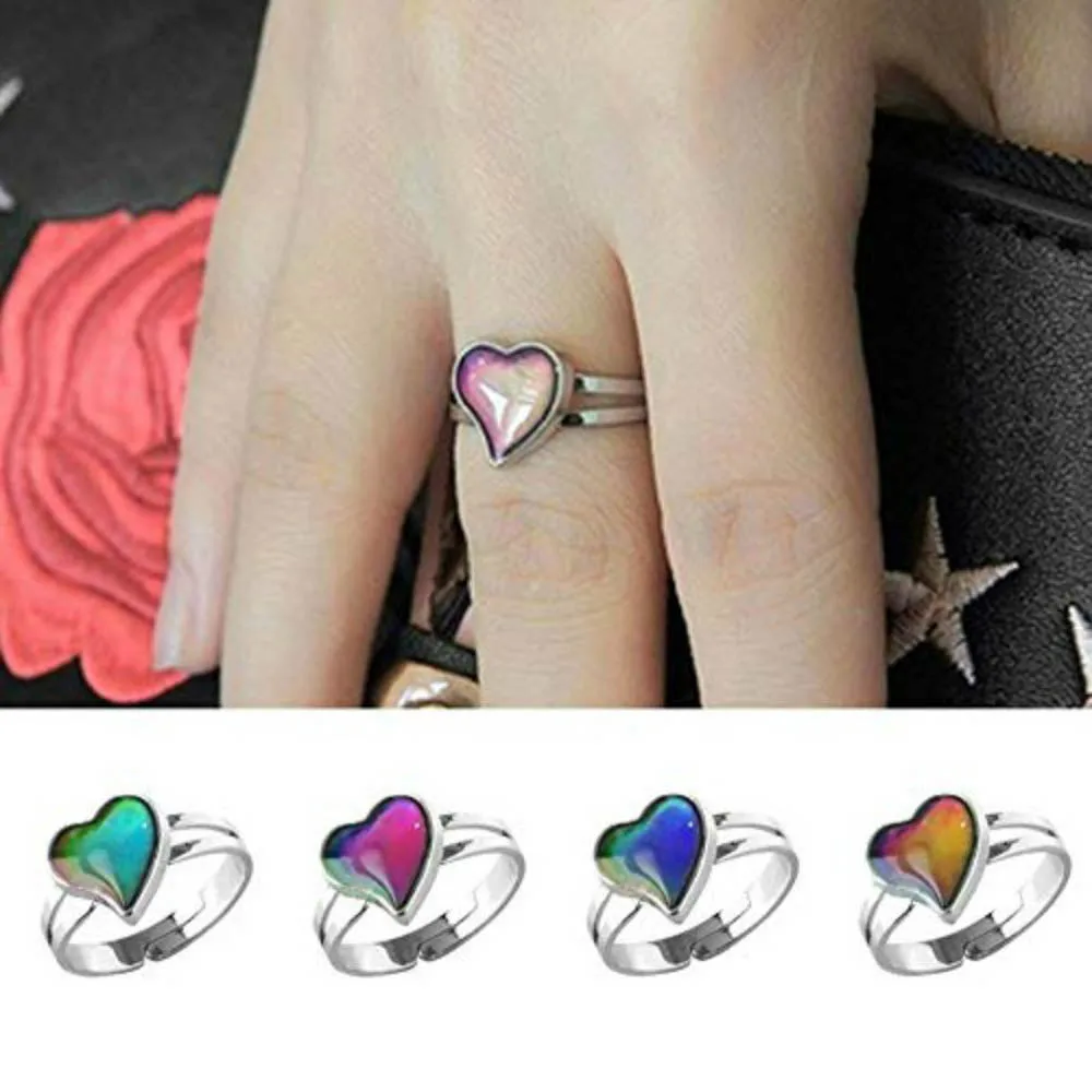 10Pcs/Lot Fashion Vintage Color Change Mood Opening Ring For Men Women Emotion Feeling Temperature Mix Style Jewelry Party Gift