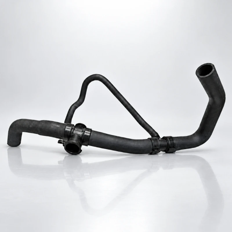 5058492AE Upper Coolant Hose, Black Rubber Radiator Hose Assembly with Molded Branch Layout and Attached Clamps for Engine-Bay