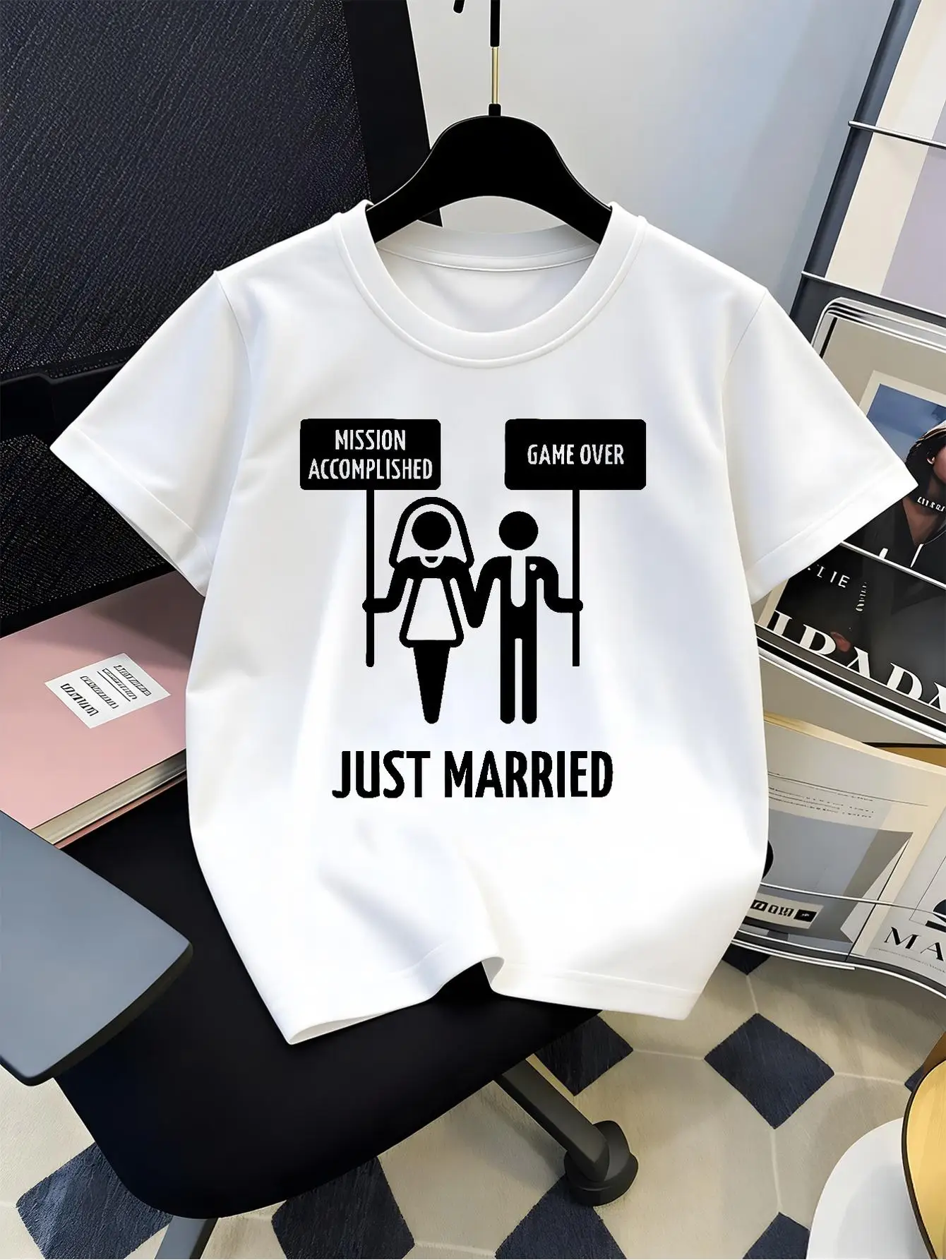 Just Married Mission Accomplished Game Over Couple Tee Boys Girls Family Matching Casual Parent Kids Funny Short Sleeve Outfit