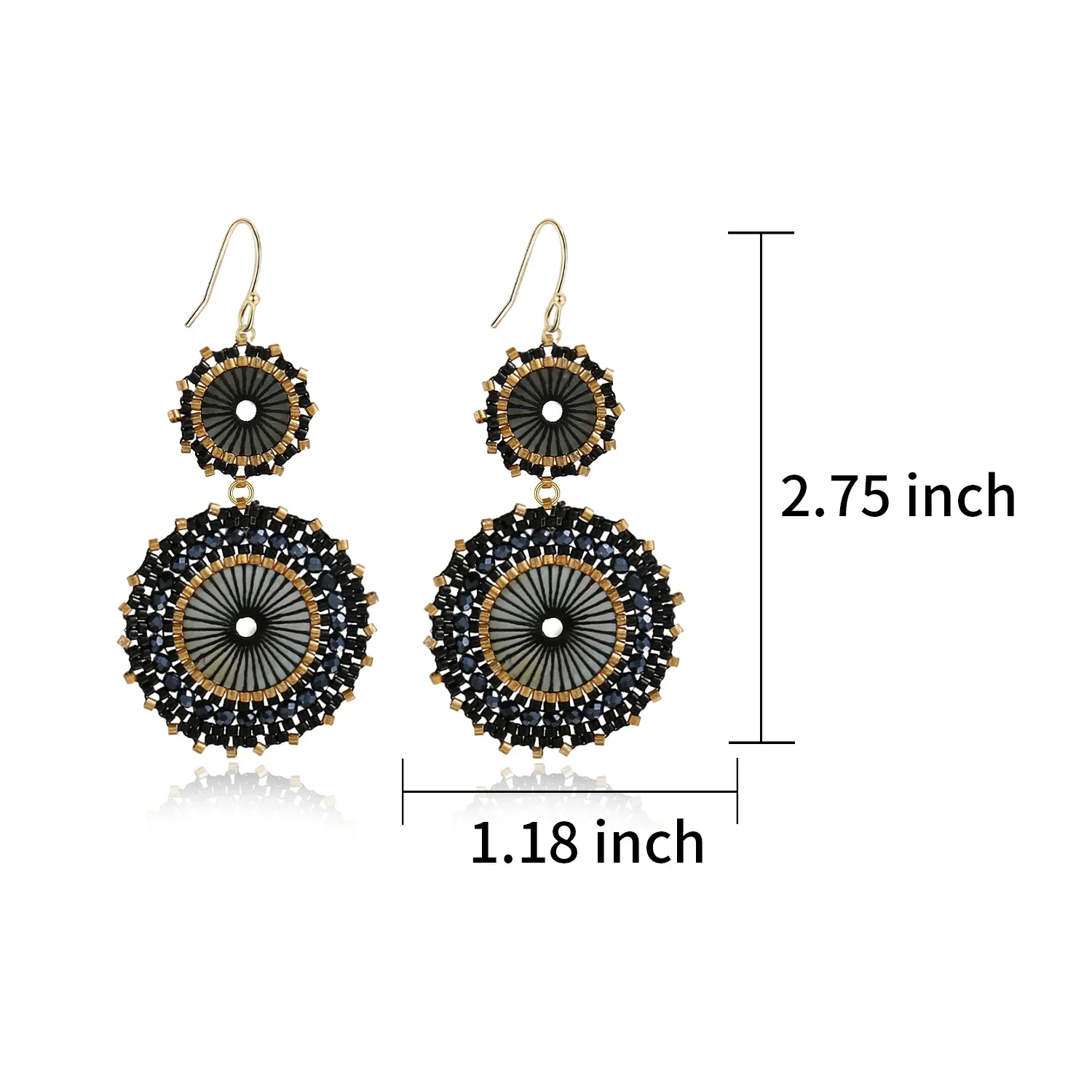 Badu Vintage Handmade Double Round Japanese Seed Beads Crochet Dangle Earrings for Women Christmas Jewelry Gift Wholesale