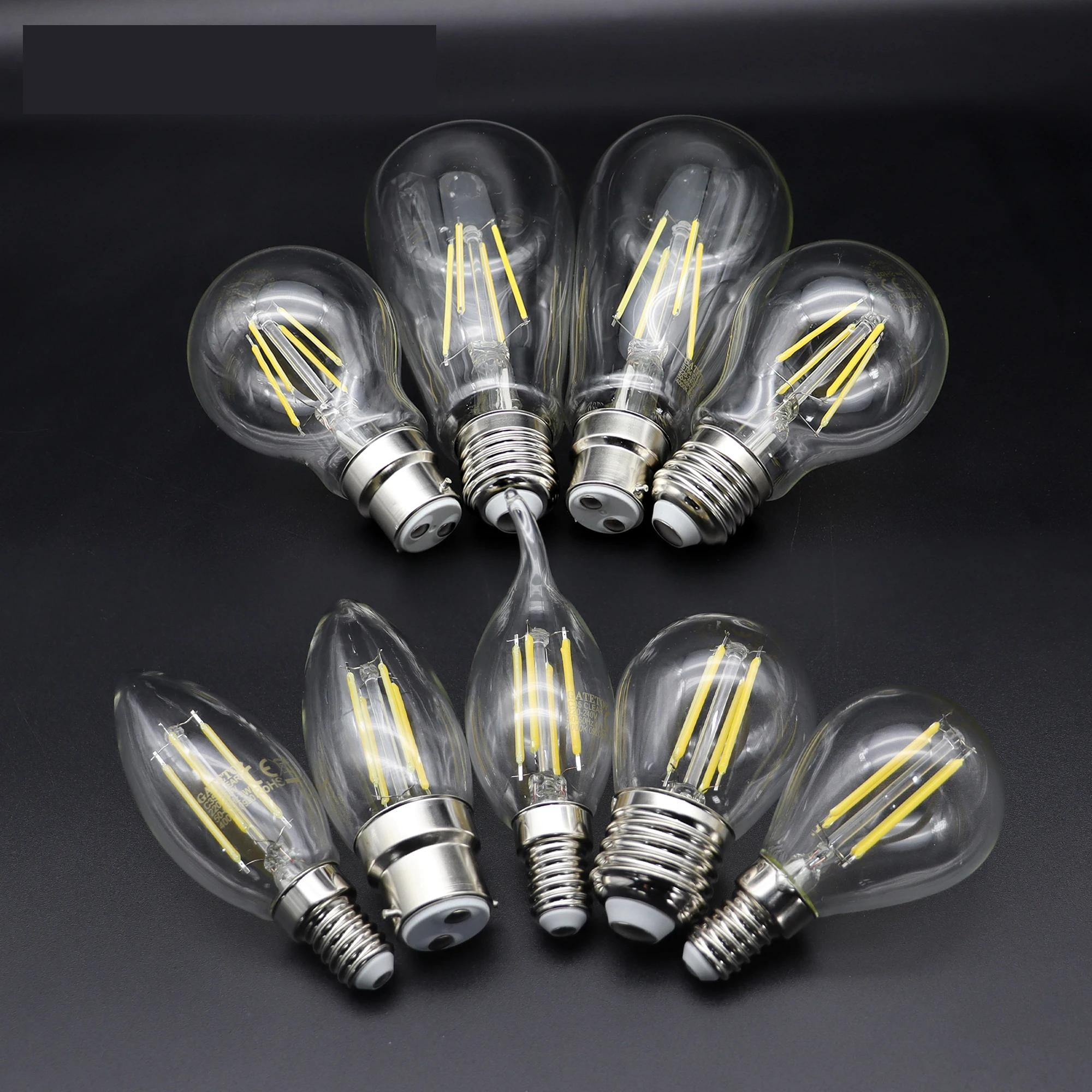 Lâmpada LED Retro Edison para decoração de casa, iluminação flexível, lâmpada de vidro quente, luz vintage, E27, B22, E14