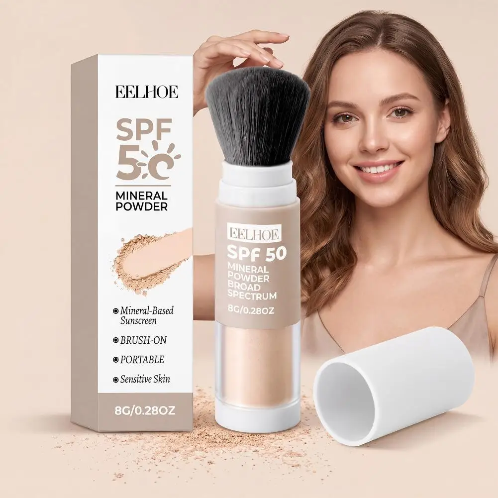 SPF 50 Mineral Sunscreen Powder Natural Makeup Broad-Spectrum Sun Protection Gentle Texture Non-Greasy For Summer Outdoor