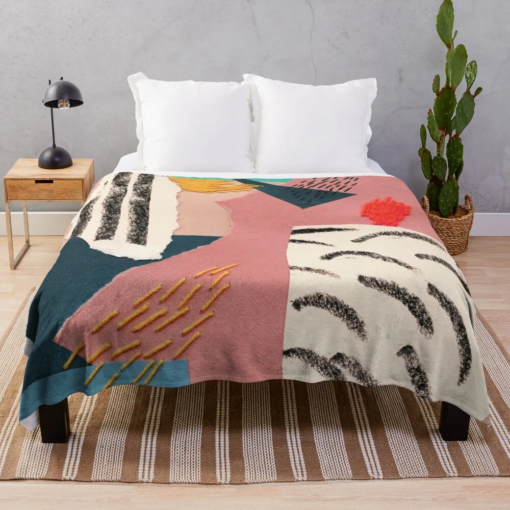 

abstract collage with embroidery Throw Blanket Sofa Throw Blanket Blanket Fluffy Furry Blanket