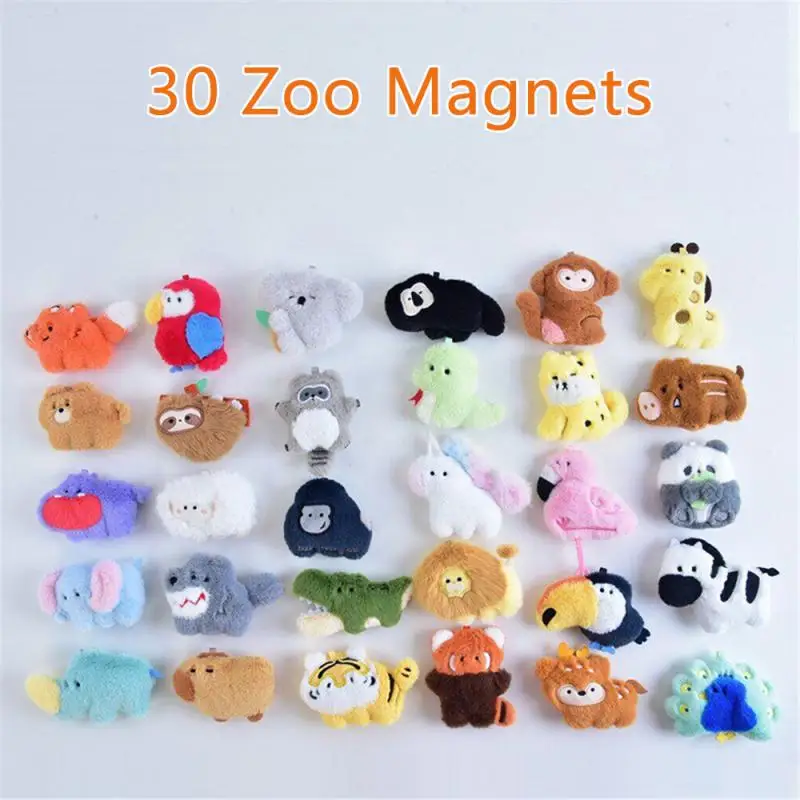 10-1pcs Plush Fridge Magnets Blind Box Animal Ocean Zoo Theme Refrigerator Sticker Random Bag Cartoon Kids Toys Creativity Gift