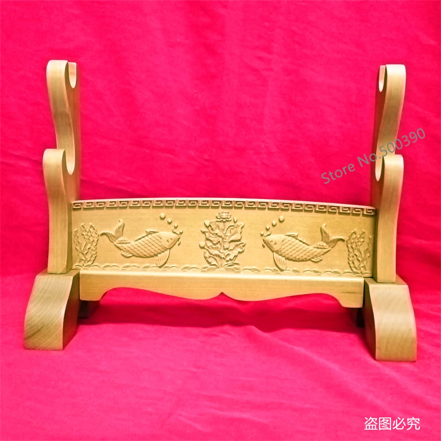 

Beautiful Solid Wood Stand Display Stand For Japanese Sword Samurai Katana Wakizashi Stand Display Holder Stand Carved Fishs