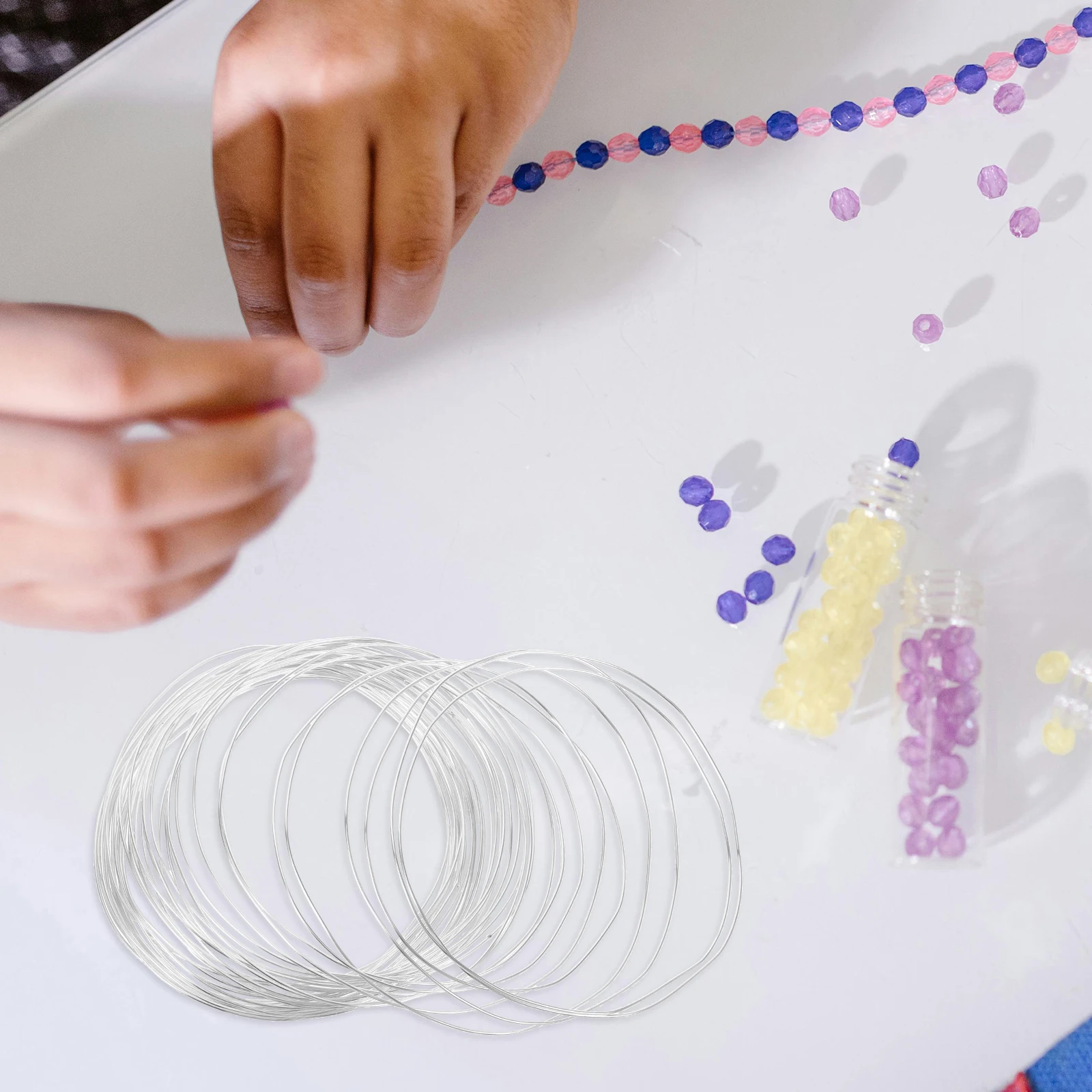 

Aluminum Wire for Crafts Jewelry Making Bracelets Beads Floral Diy Flat Silver Thick Wire Circles Gardening Sculpt Clay Metal
