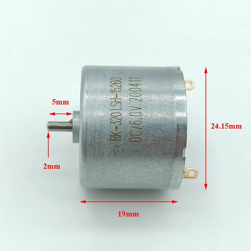 RK-320SH-15260 RF-320CH Mini 24mm Electric Motor DC 3V 3.7V 5V 6V 9V 10900RPM Micro Round Spindle Motor DIY Hobby Toy Model