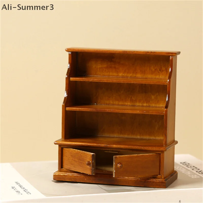1/12 ドールハウス収納キャビネットロッカーディスプレイキャビネットドールハウスリビングルーム書斎装飾ドールハウス家具アクセサリー