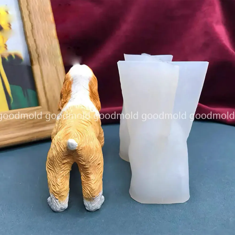Cute Cocker Spaniel Plaster Mold Pet Dog Souvenir Plaster Ornament Epoxy Resin Animal Mold Cocker Spaniel
