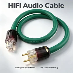 Hifi 5N EU Power Cable Copper and Silver Power Core US Audio Power Cable AC Cable Line Schuko EU