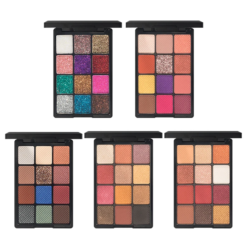 12 色のまばゆい高光沢スパンコールアイシャドウパレット光沢のあるグリッターパウダーステージメイクアップアイシャドウパレット