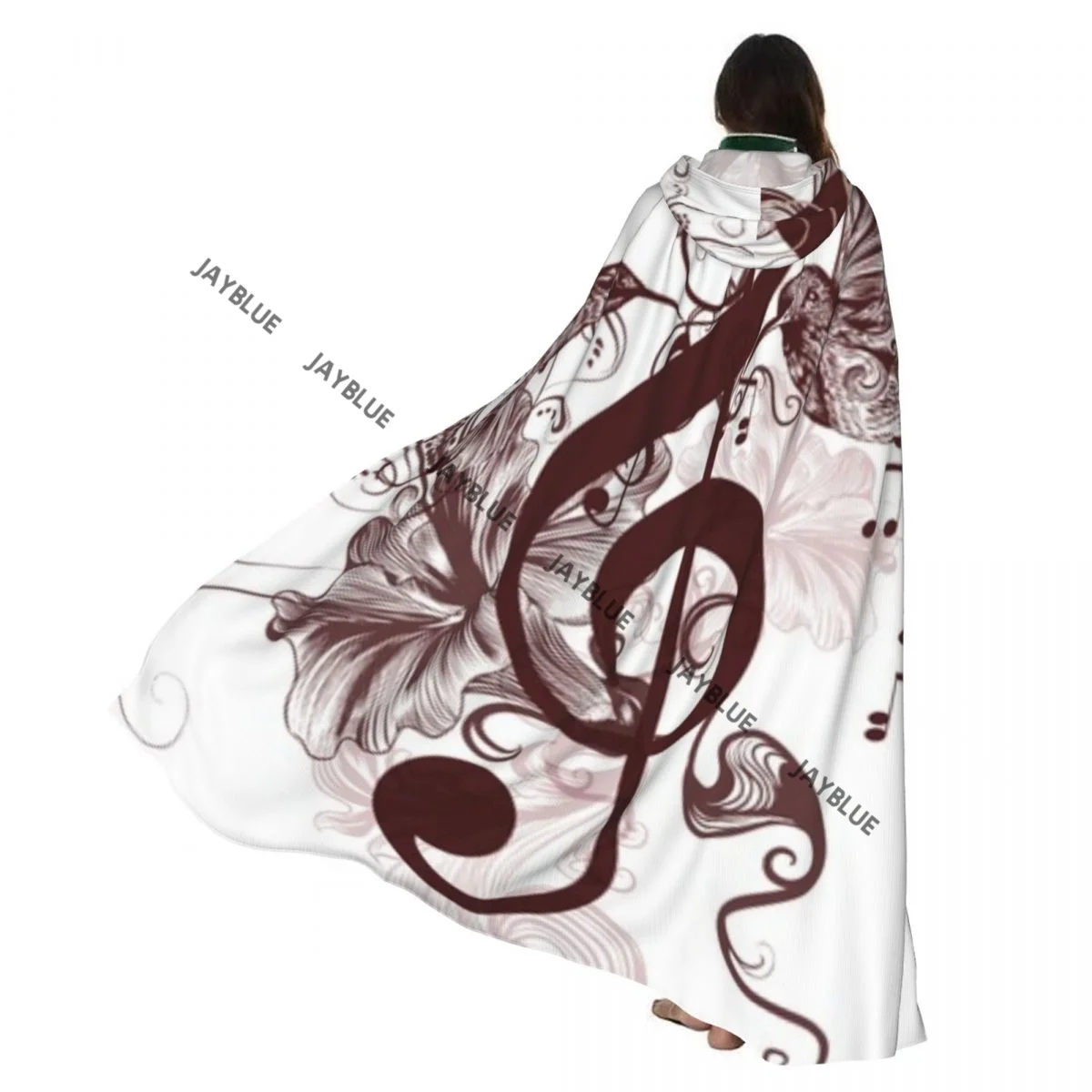 

Плащ с капюшоном, унисекс, плащ с капюшоном и цветочным принтом, с скрипкой и поющими птицами, художественный плащ, накидка ведьмы вампира, костюм для косплея