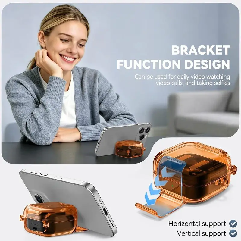 Cute Clear Case For Samsung Galaxy Buds 4 Pro/Buds 4 Phone Stand TPU Transparent Skins Case For Women Buds 4 4 Pro With Lanyard
