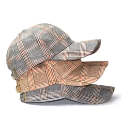 Plaid Print Baseball Cap Soft Adjustable Dad Hat Outdoor Sport Hat Cap for Men Women Vintage Sun Cap for Everyday