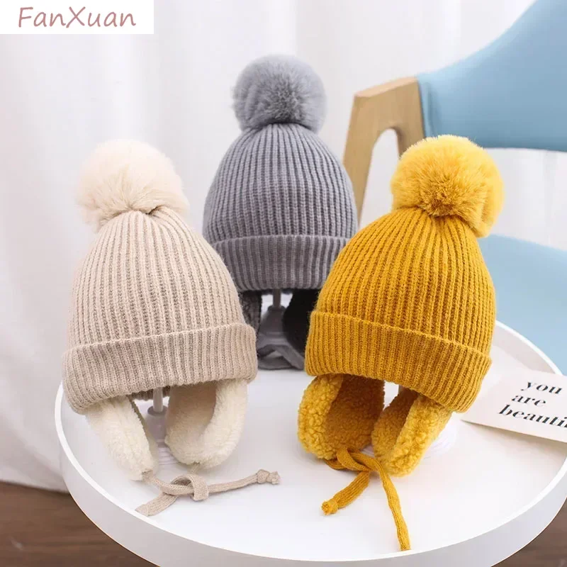 Children Winter Hats with Ear-flapped Thick Plush Fluffy Winter Cap for Boy Girl Bomber Hats Ushanka Russian Cap Fleece-lined