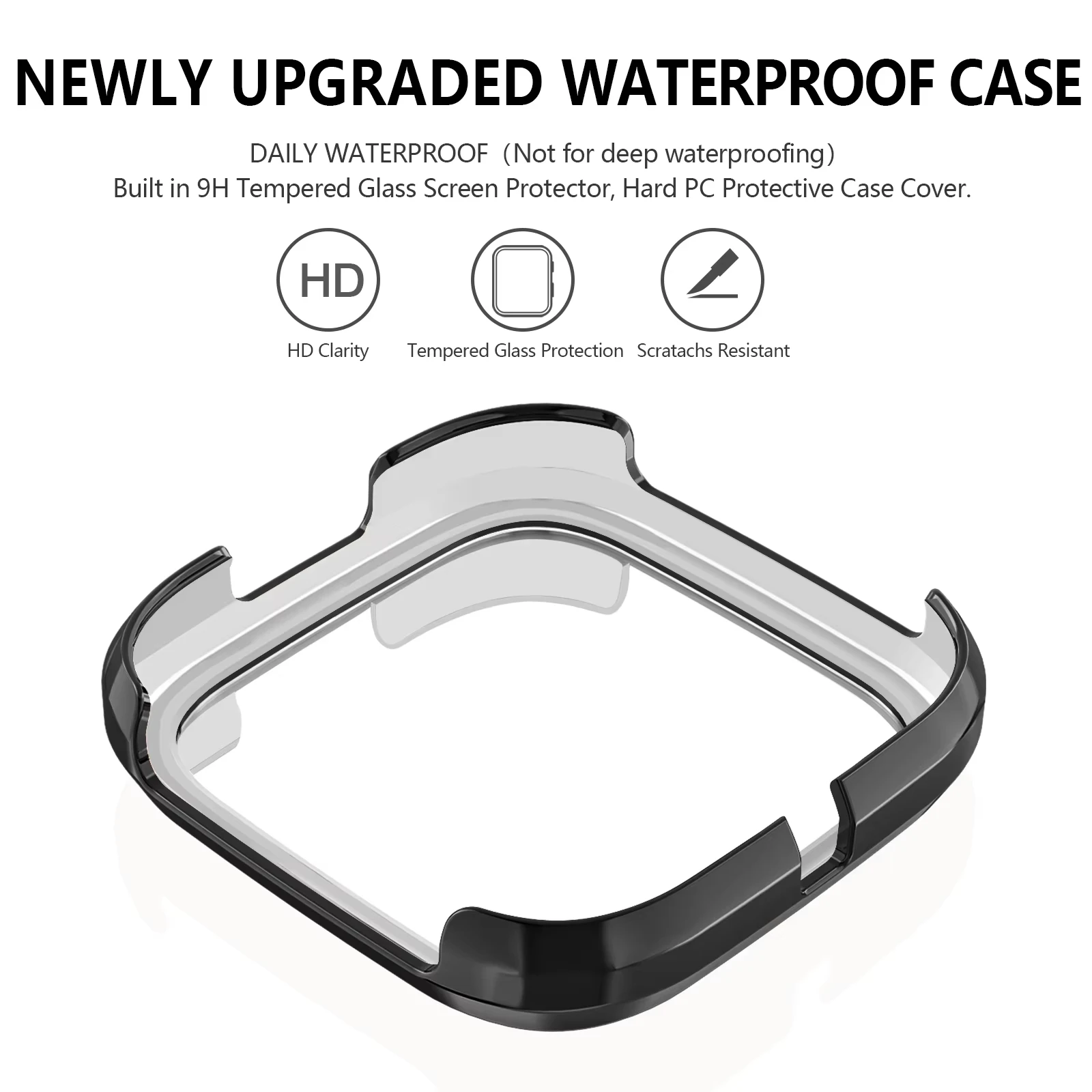 New Tempered Glass Screen Protector Case For Fitbit Versa 3/ Sense Cover Full Cover Bumper Shell For Fitbit Versa 3/ Sense Case
