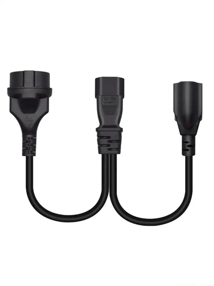 F62C Power Extension Cord Y Splitter C14 to 5-15R US EU 4.8mm 1 to 2 Way Outlet Low Profile Power Plug Cable Wire Extender