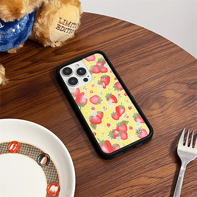 Wildflower الفراولة حقول الأزهار قضية الهاتف آيفون 17 برو 12 13 14 15 16 برو ماكس زائد سلطة الفاكهة البق التوت wf غطاء #4