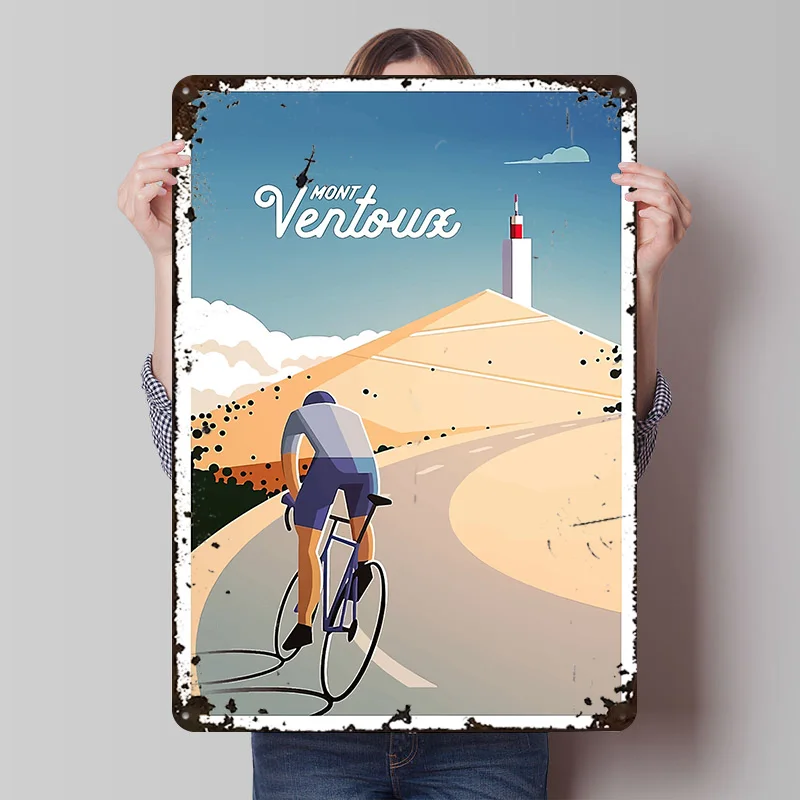 Cycling Up Mont Ventoux Printed Poster Customized Wall Art Retro Vintage Metal Tin Signs for Decoration Garage Decorations House