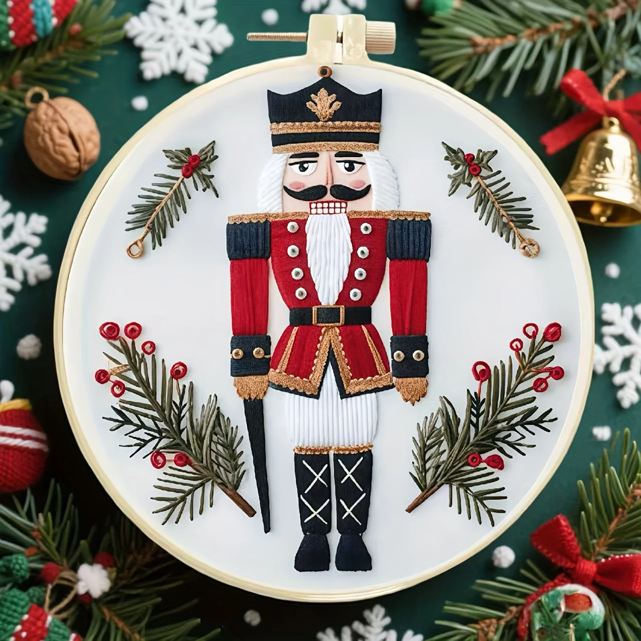 Weihnachts-Walnuss-Soldat, handgesticktes DIY-Material-Set, mit einem englischen Anleitungsanleitung, das einfach und leicht zu lernen ist. – Detail 4