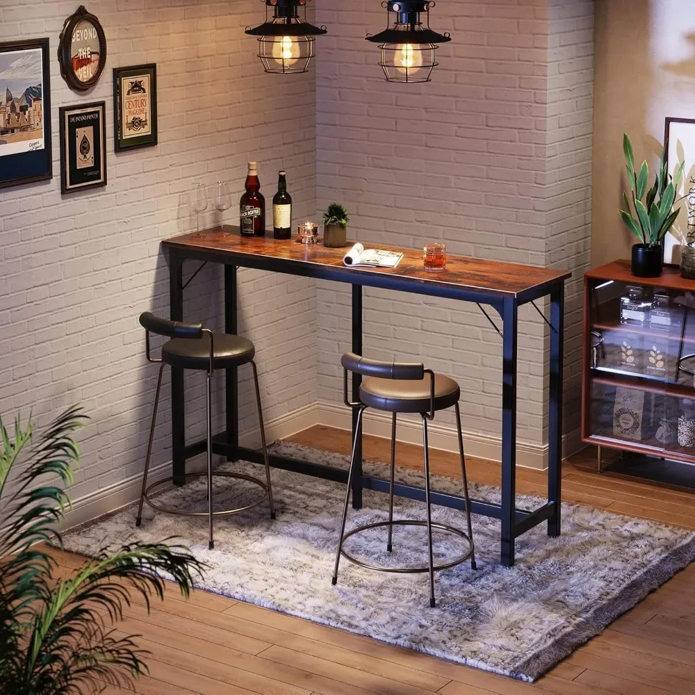 63 inch Bar Table, Bar Height Pub Table, Counter Height Bar Table, Rectangular High Top Kitchen & Dining Counter Tables