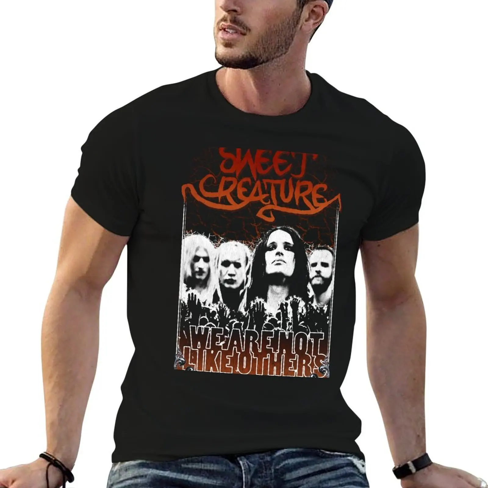 Sweet Creature Band - Black / Orange T-Shirt Anti-Fade Casual Tee Shirt