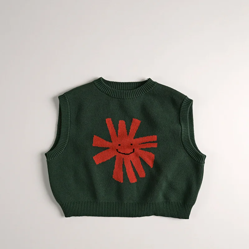 6767 الأطفال محبوك سترة 2025 الربيع والخريف جديد بيبي بوي محبوك البلوزات فضفاضة الترفيه القطن سترة صدرية