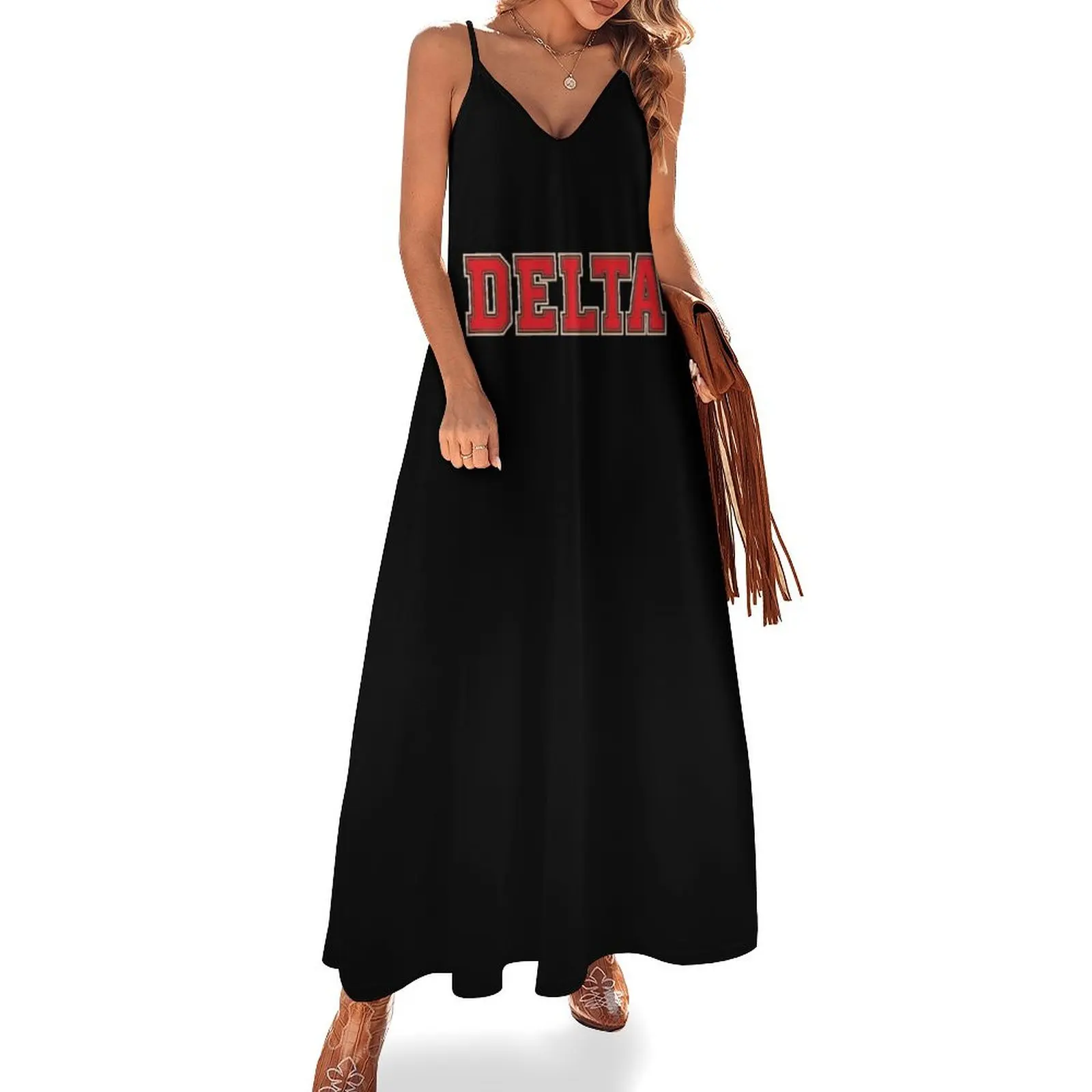 

Delta Jersey Theta Font Sleeveless Dress cocktail dresses birthday dress dress for women