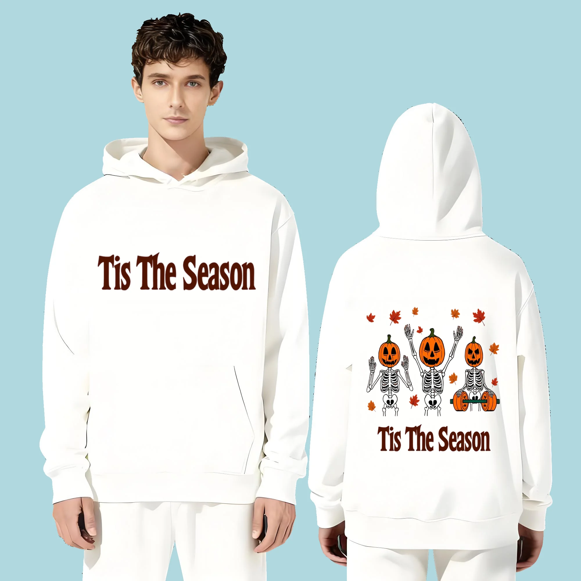 

The 2025 casual fashion 330g heavyweight hoodie is suitable for both men and women featuring Halloween-style prints