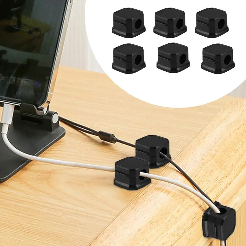 

6pcs Magnetic Cable Clips Cable Smooth Adjustable Cord Holder Under Desk Cable Management Wire Keeper Cable Organizer Holders