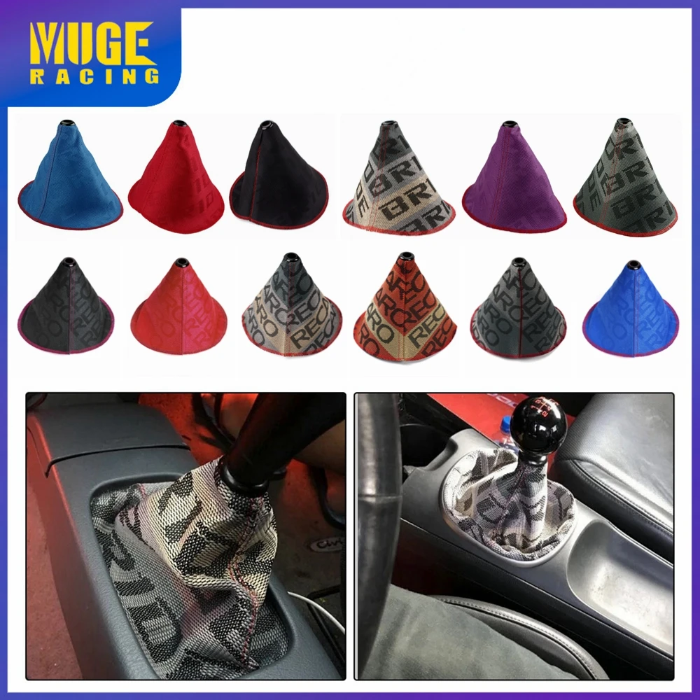 MUGE-Hot JDM Style Bride Canvas Universal Shift Lever Knob Boot Cover Red Black Racing Shift Knob Collars SFN059