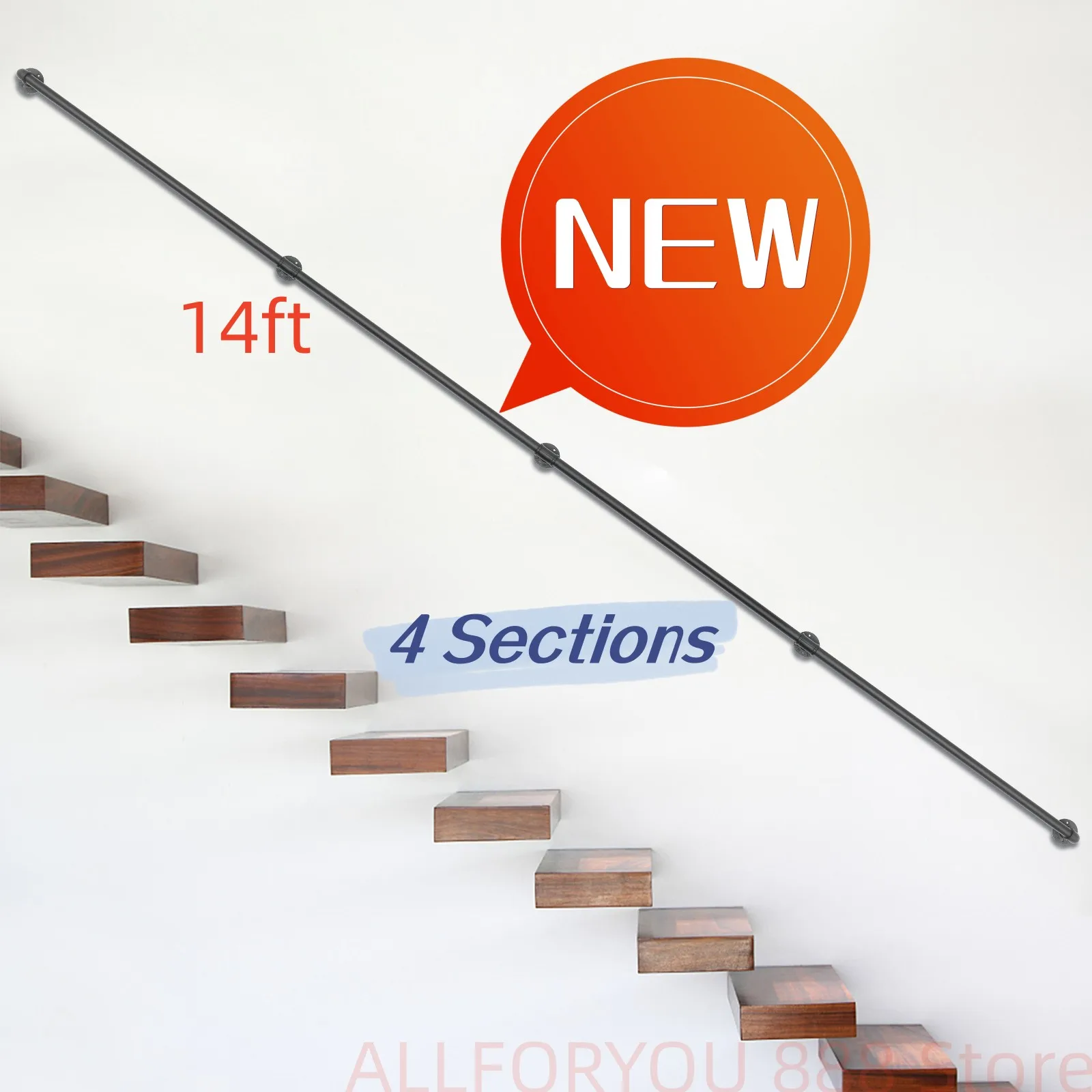 Stair Handrail Staircase Railing  Hand Rail Kit Space-saving For Stepladder Indoor And Outdoor 2/3 Sections