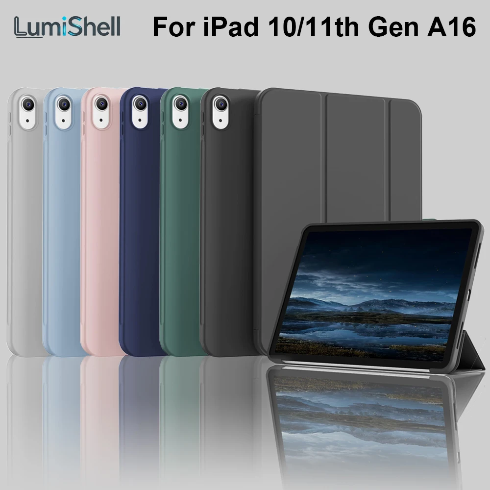 Tri-fold Flip Case For iPad 10th/11th Gen A16 10.9/11inch 2022 2025, Auto Wake/Sleep Soft Silicone Shell PU Protective Cover