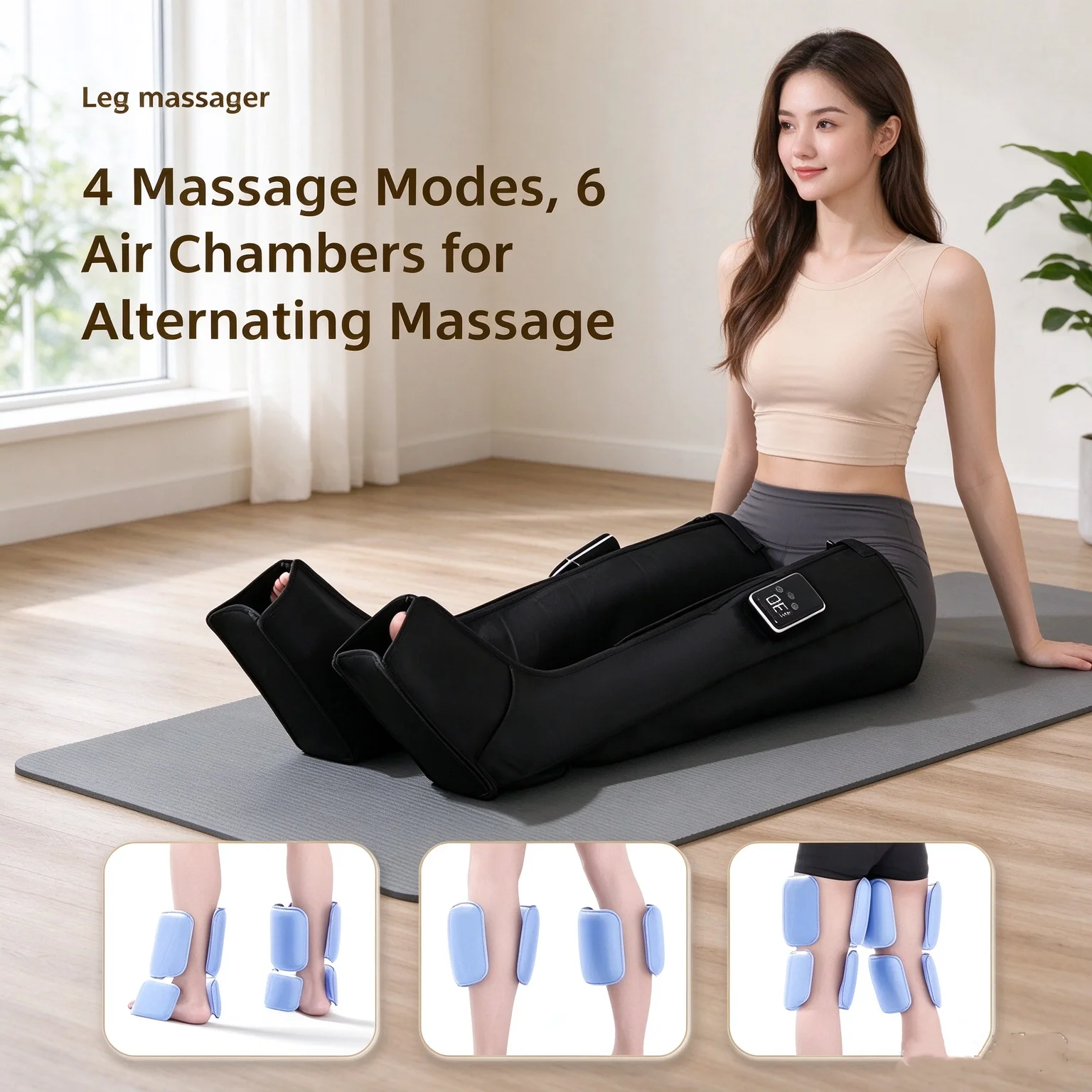 Cordless Air Compression Leg Massager Full Wrap Massage Boots Muscle Fatigue Relief Dynamic Pressure Enhanced Circulation
