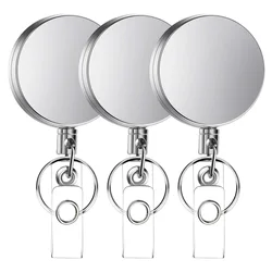 Soporte de Metal retráctil para insignia, carretes de alta resistencia, soporte de identificación con llavero, correa de identificación reforzada, Clip de cinturón, 3 uds.