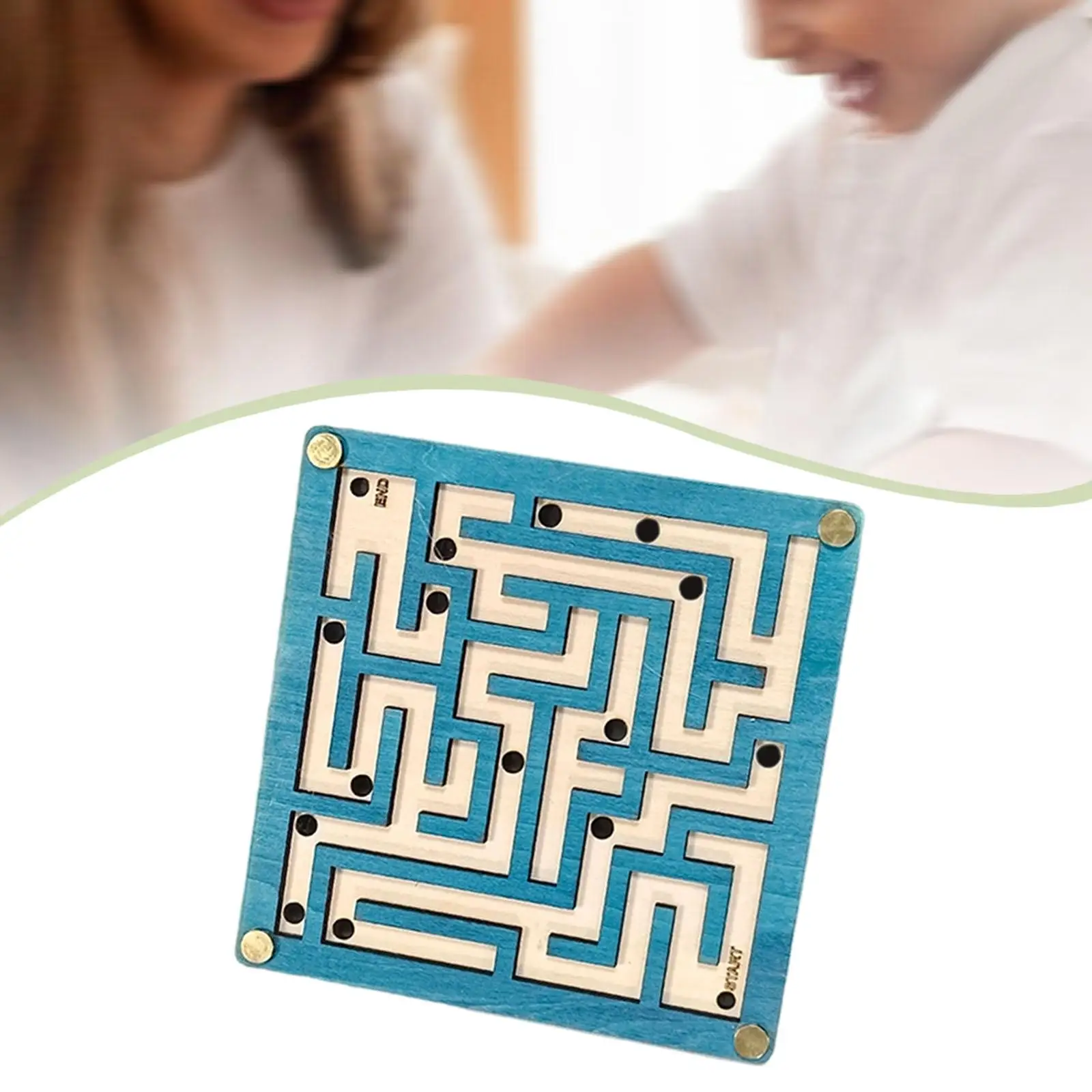 Handheld Wooden Maze Marble Game Portable Puzzle Board Sensory Dexterity Toy for Cognitive Games for Kids