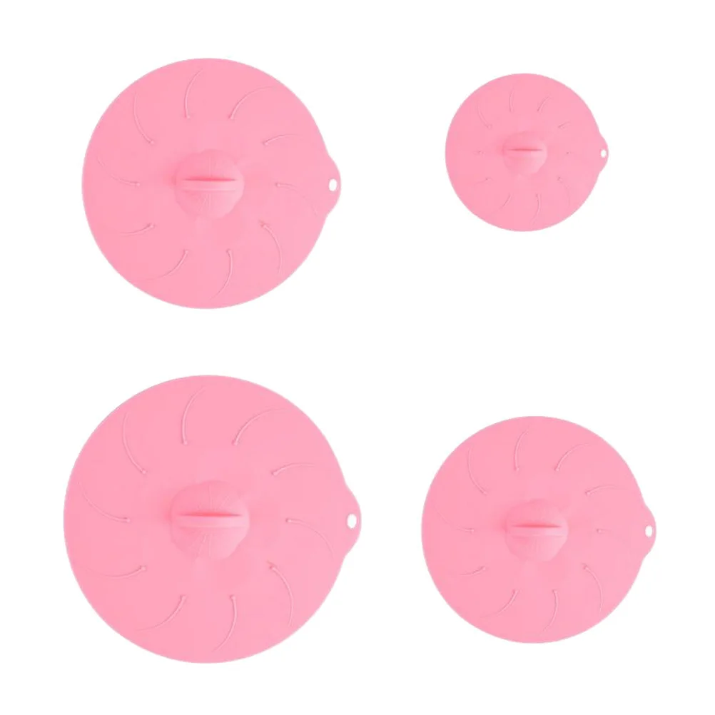 

4pcs Fresh Cover Pink Bowl Multifunction Sealed Lids Pot Reusable Silicone Cup Food Grade Airtight Watertight Seal Glass