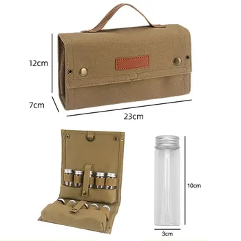 향신료 조미료 병 핸드백 접이식 걸이식 캠핑 피크닉 크루트 정리함 거치대 캔버스, 10 병 적재 바베큐 조미료 가방